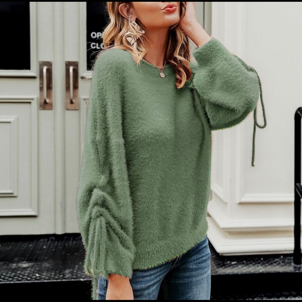 Softest Mohair Sweater With Tie-Ruched Arms - Picture 3 of 9